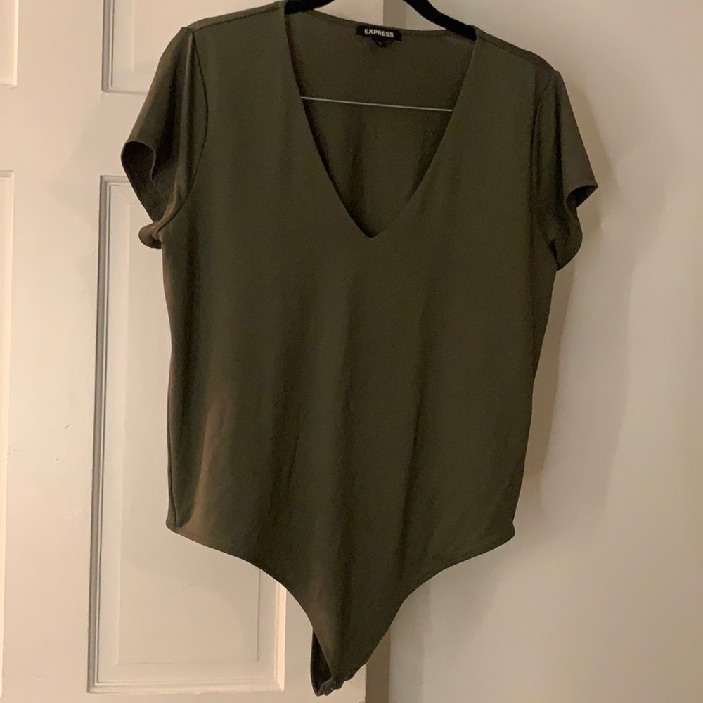 Express | Body Contour Double Layer V-Neck Thong Bodysuit